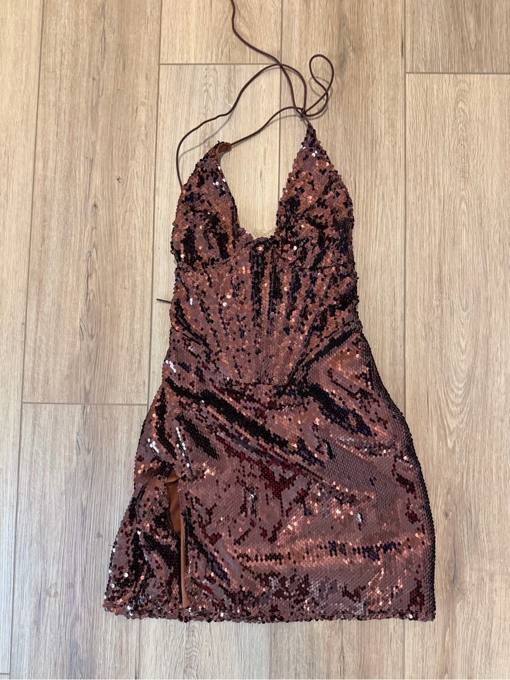 Sequin Mini Dress in brown - Picture 2 of 5